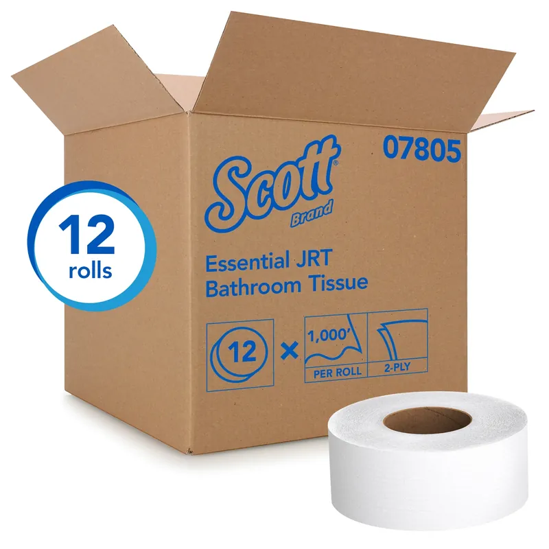 Essential Jumbo Roll Toilet Paper, 12 Rolls, 2-ply, 1000 Ft Each