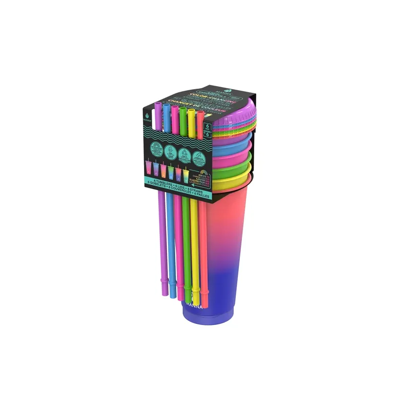 24 Oz Color Changing Assorted Bpa Free Tumbler With Lid And Straw