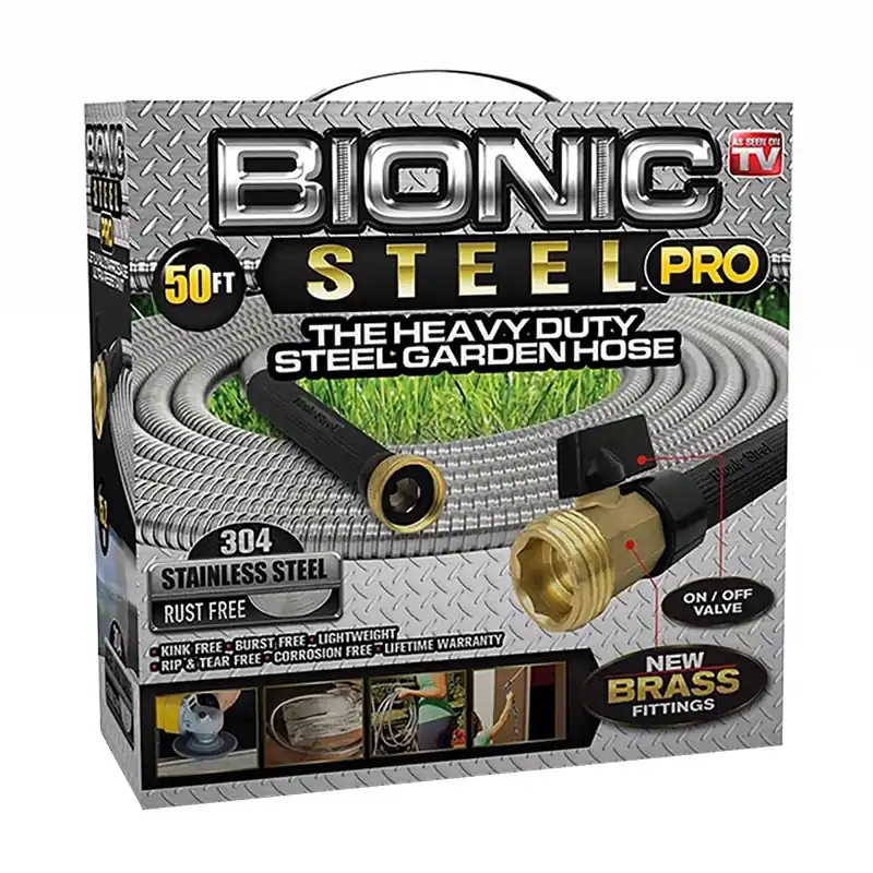 Garden Hose, Lightweight, Heavy-duty Stainless Steel, 50-ft.