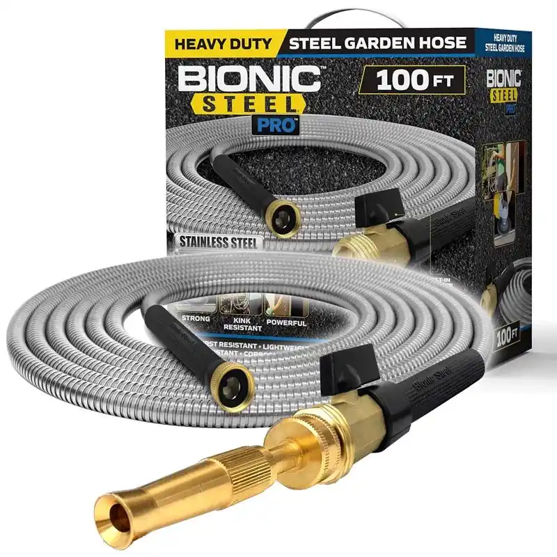 Garden Hose, Lightweight, Heavy-duty Stainless Steel, 100-ft.