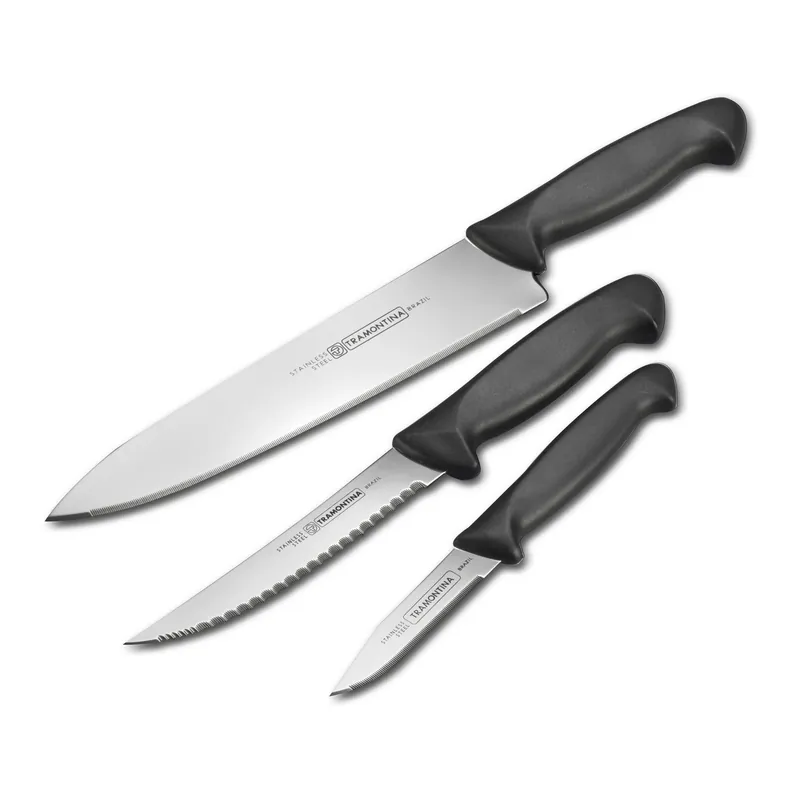 Stainless Steel Knife Set 3 Piece With Micro Serrated Edge