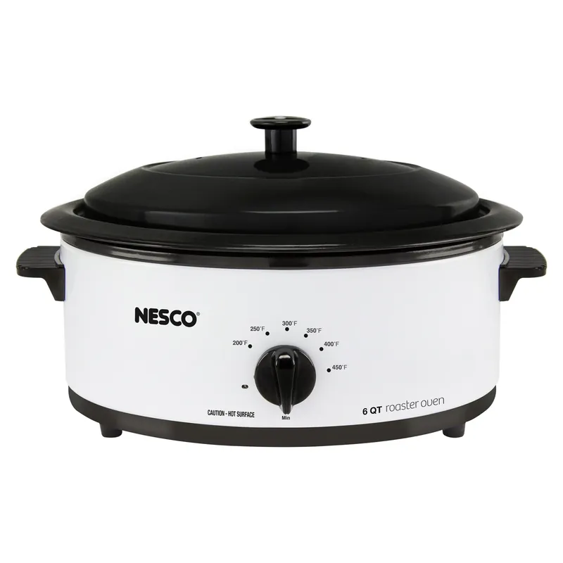 White Porcelain 6 Quart Electric Roaster Oven 9.25 In. H X 12 In. W X 17 In. L