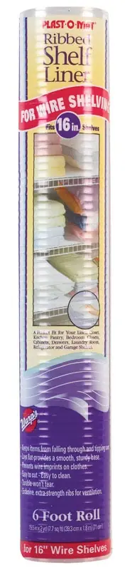 Plast-o-mat 6 Ft. L X 15-1/2 In. W Clear Non Adhesive Ribbed Shelf Liner