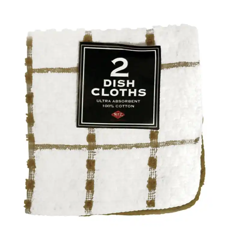 Biscotti Cotton Check/solid Dish Cloth 2 Pk