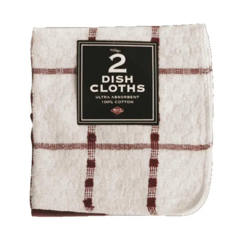 Paprika Cotton Check/solid Dish Cloth 2 Pk