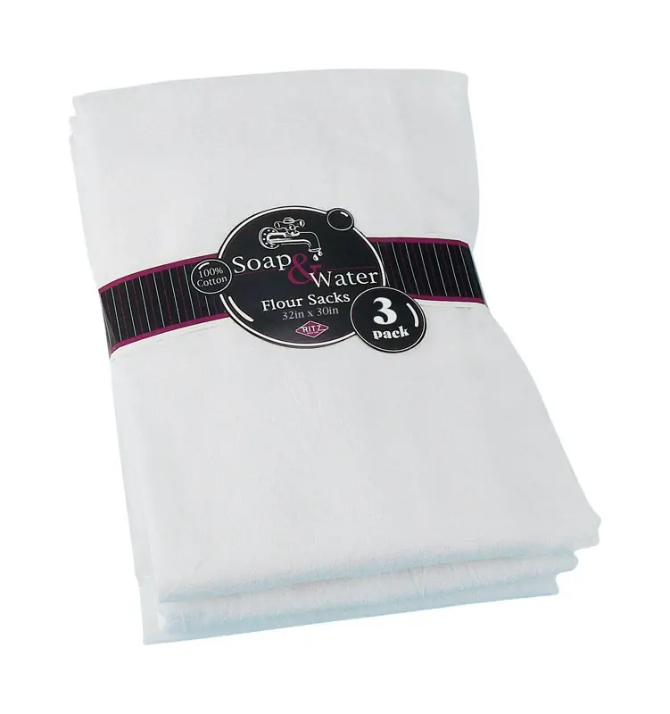 White Cotton Solid Flour Sack Towel 3 Pk
