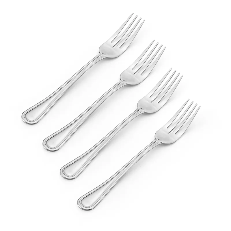 Silver Stainless Steel Flatware Dinner Fork Set 4 Pk