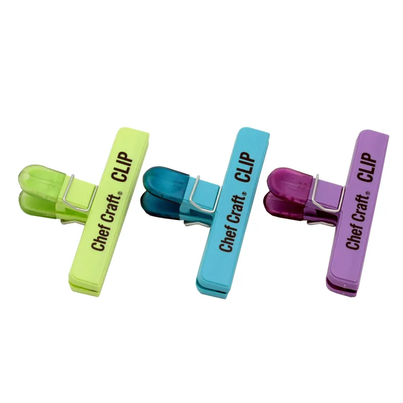 6 Inch Assorted Colors Plastic Bag Clip - Large Size, Dishwasher Safe