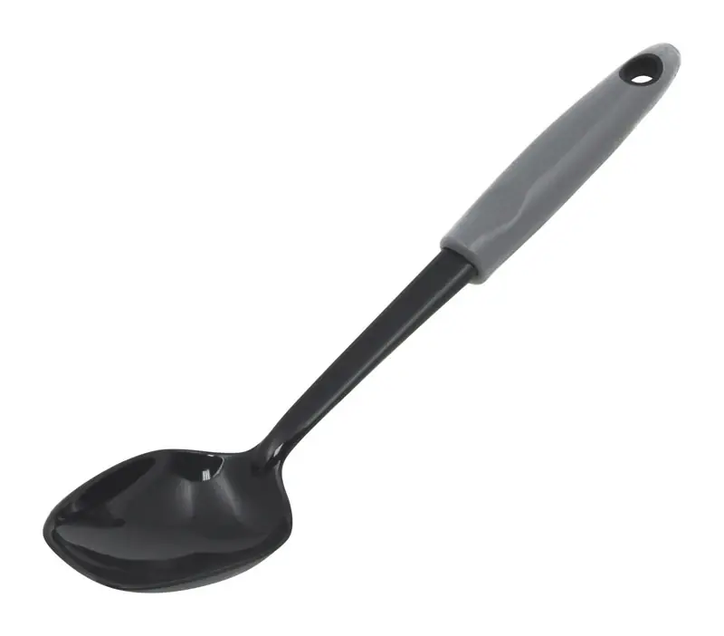 12 In. Black/gray Nylon Basting Spoon - Ergonomic Handle, Dishwasher Safe