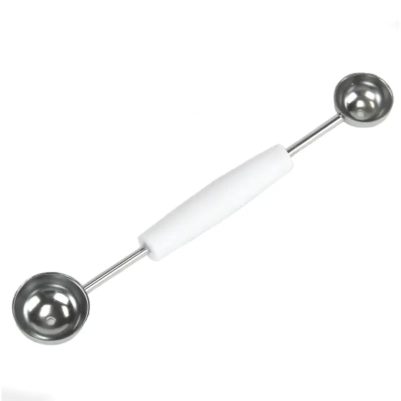 Silver/white Plastic/stainless Steel Double Melon Baller 8.3 In. Height