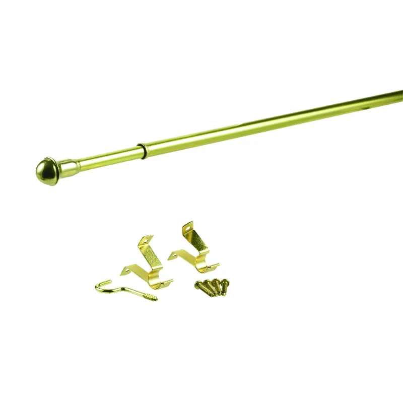 Brass Gold Adjustable Curtain Rod 48 In. To 86 In. Length With Hardware