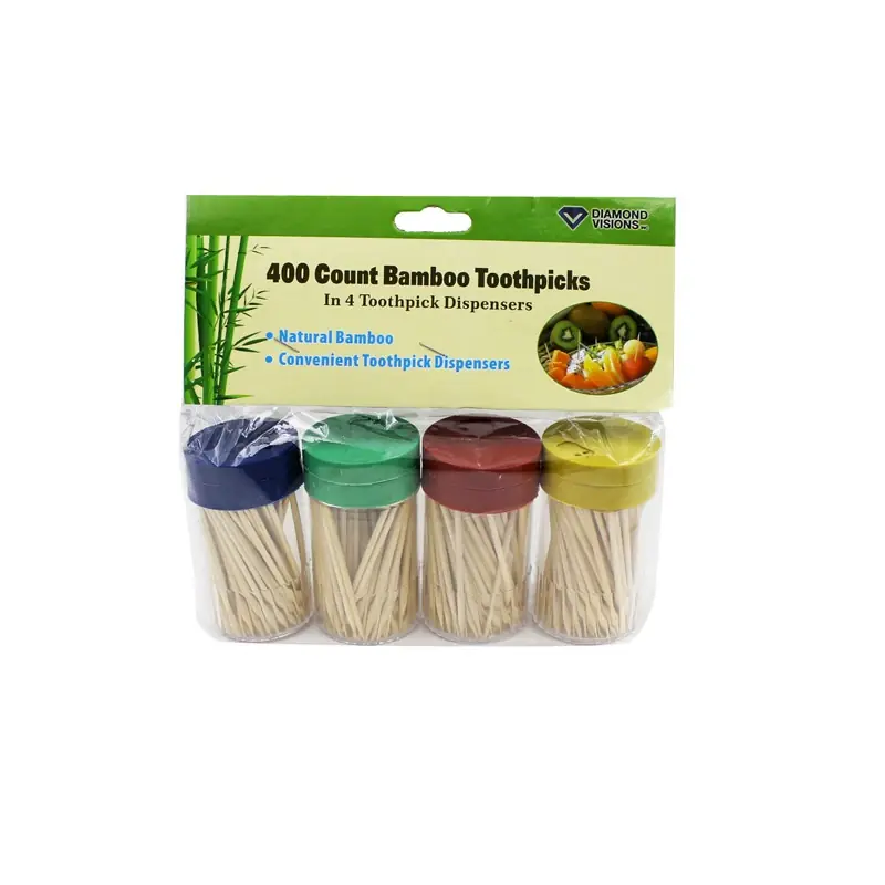 Bamboo Toothpicks With Containers - 400 Count