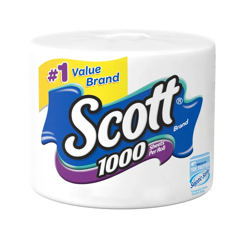 1000 Sheets Regular Toilet Paper, 1-ply, White, Model 39327