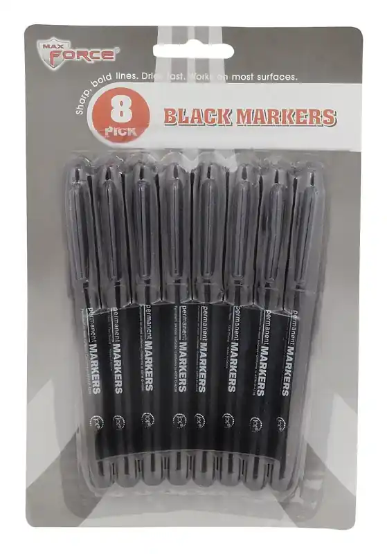 Max Force Black Felt Tip Permanent Marker 8 Pk