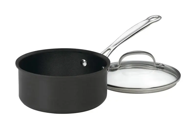 Chef’s Classic 1.5‑quart Black Stainless Steel Saucepan With Lid – Nonstick, Heat‑resistant Handles