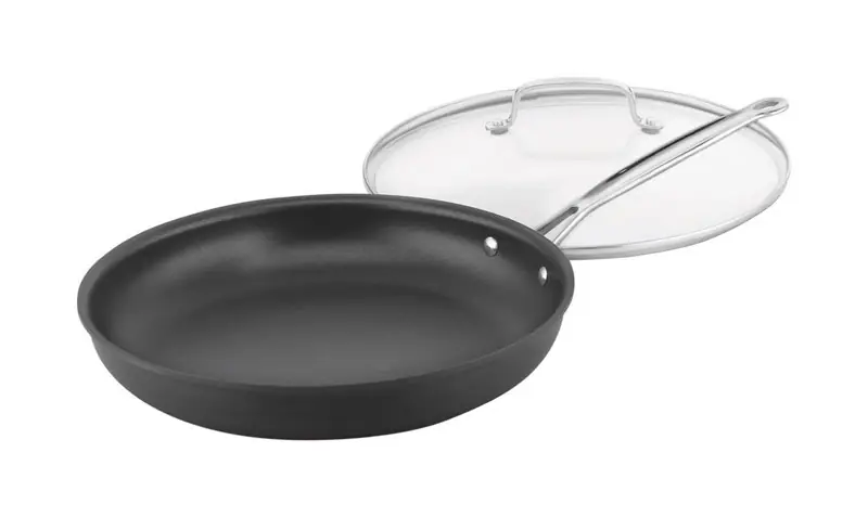 Chef‘s Classic 12 Inch Nonstick Aluminum Skillet With Lid, Black