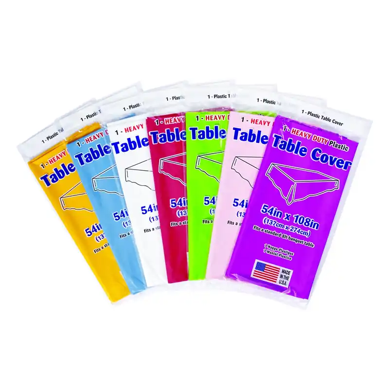 Assorted Plastic Disposable Tablecloth 54 In. L X 108 In. W