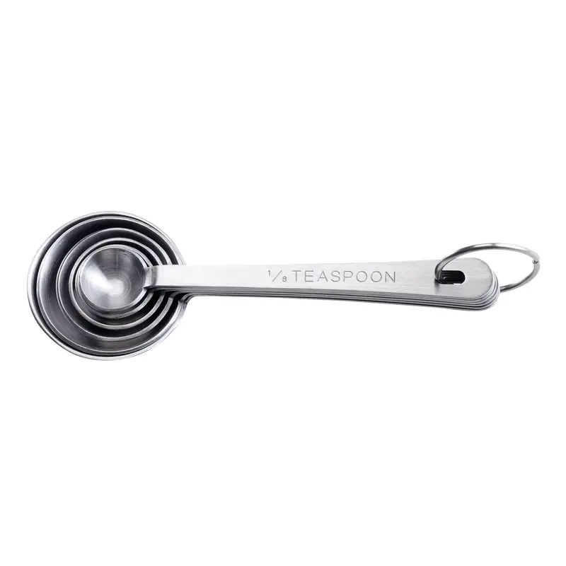 Stainless Steel Silver Measuring Spoon Set - 6 Piece With Exact Measurements