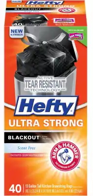 Ultra Strong 13 Gal No Scent Kitchen Trash Bags Drawstring 40 Pk