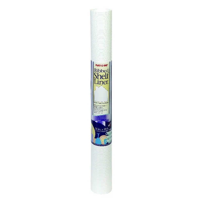 Shelf Liner, Non-adhesive, Ribbed, Waterproof, White, 24-in. X 10-ft.