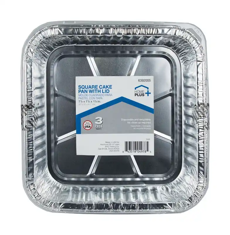 Durable Foil 7-7/8 In. W X 7-7/8 In. L Cake Pan Silver 3 Pk