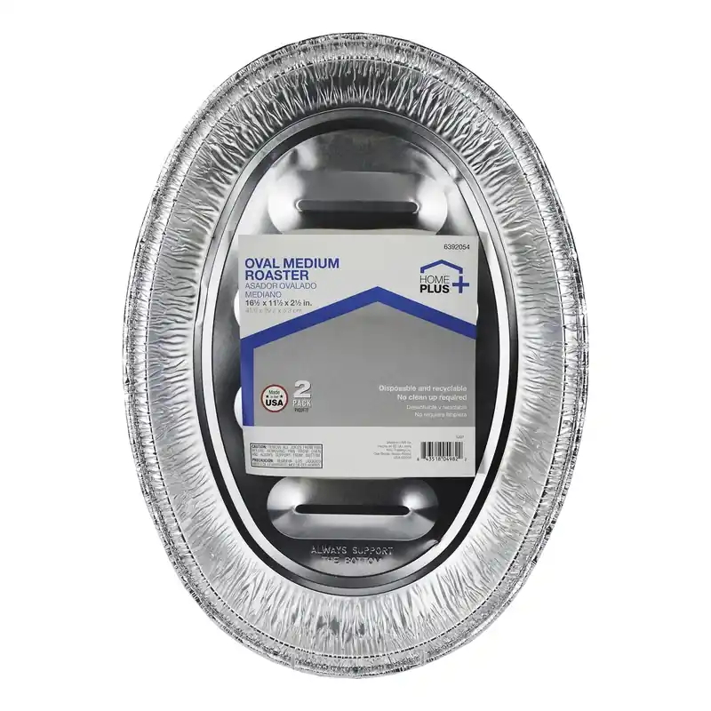 Durable Foil 11-1/2 In. W X 16-1/2 In. L Oval Roaster Pan Silver 2 Pc