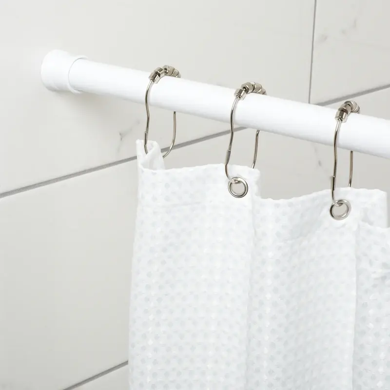 Adjustable Tension Shower Rod 52 In. To 86 In. White Aluminum
