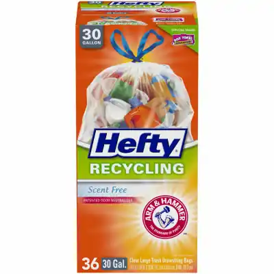 30 Gal No Scent Trash Bags Drawstring 36 Pk