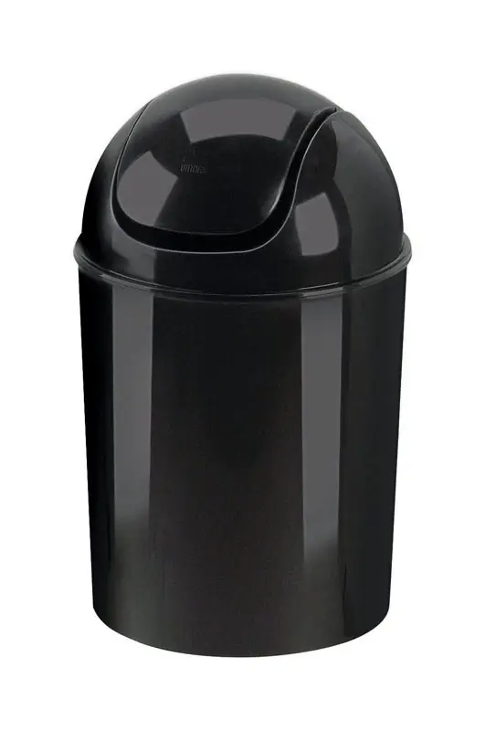 1.25 Gallon Black Plastic Swing-top Wastebasket With Liner Locking Feature
