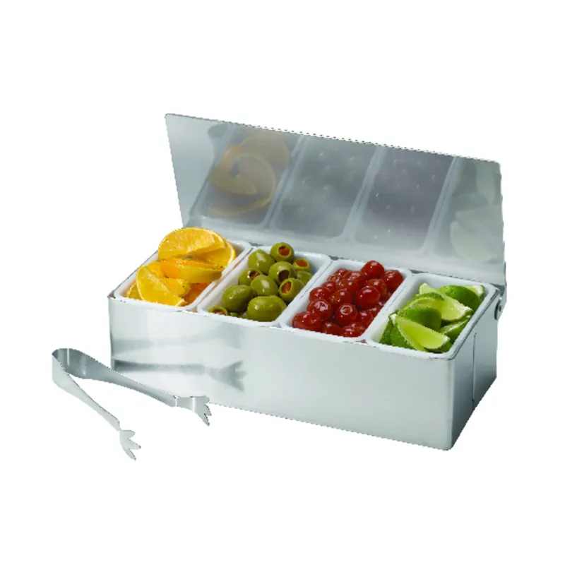 Silver Abs/stainless Steel Bar Caddy W/tongs