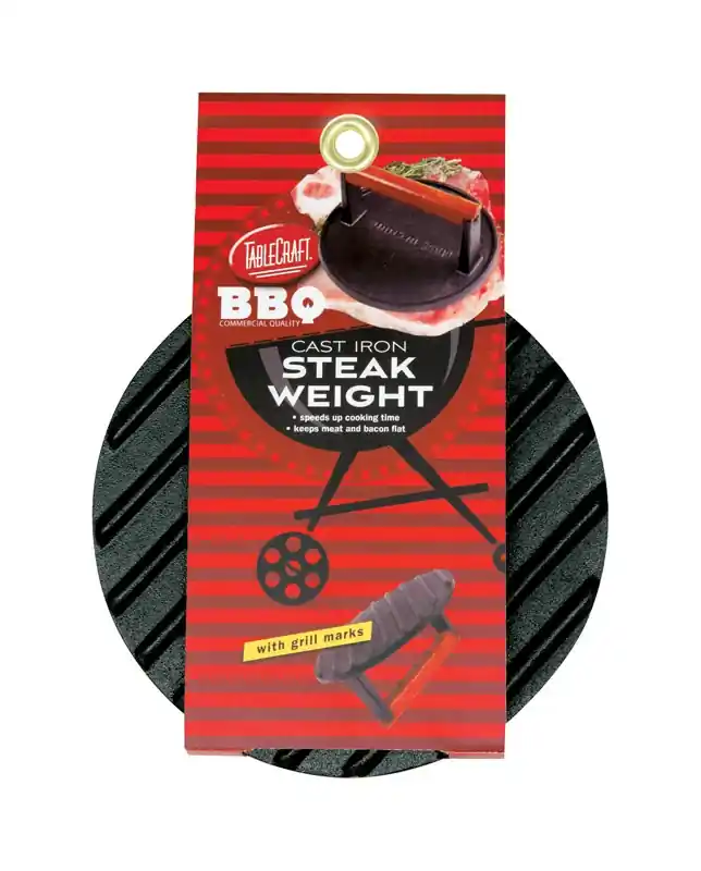 Bbq Gray Cast Iron Steak Weight W/handle