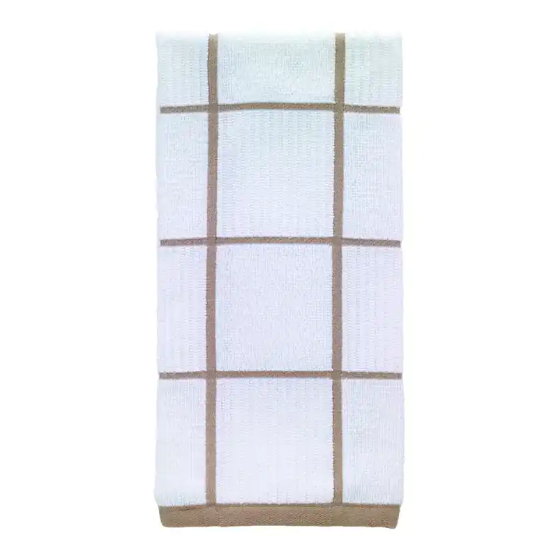 Sand Cotton Checked Parquet Kitchen Towel 1 Pk
