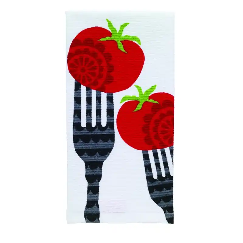 Multicolored Cotton Fork/tomato Kitchen Towel 1 Pk