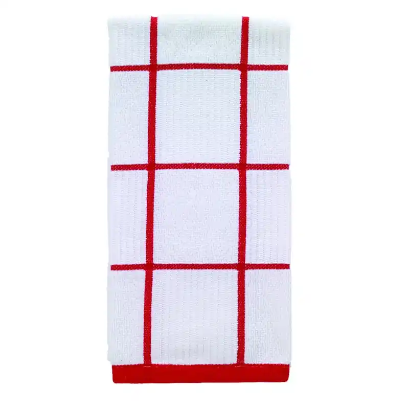 Red Cotton Checked Parquet Kitchen Towel 1 Pk