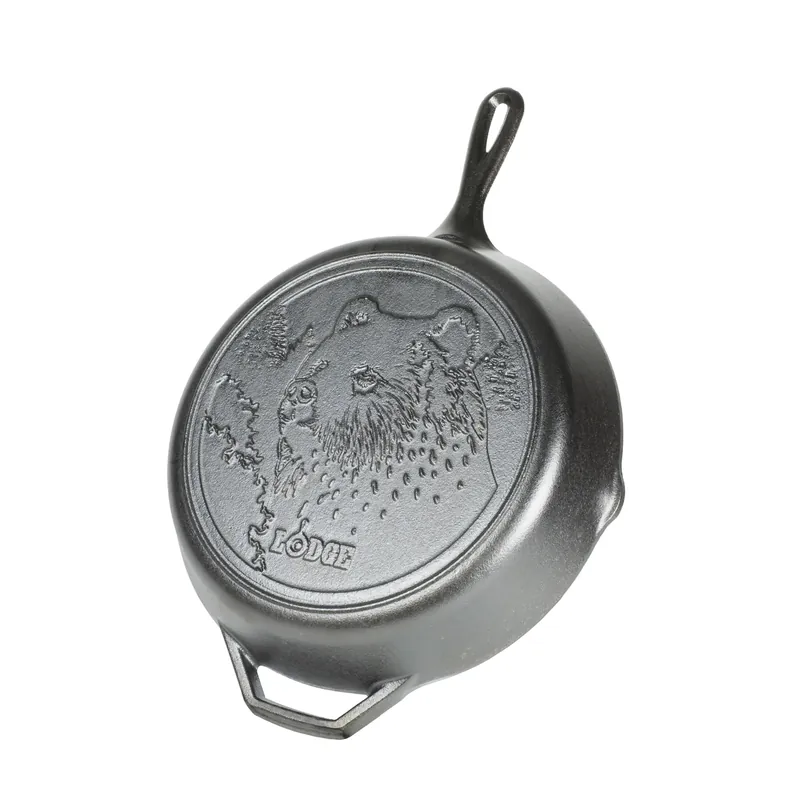 Wildlife Series-brown Bear Cast Iron Skillet 12 In. Black - Model L10skwlbr