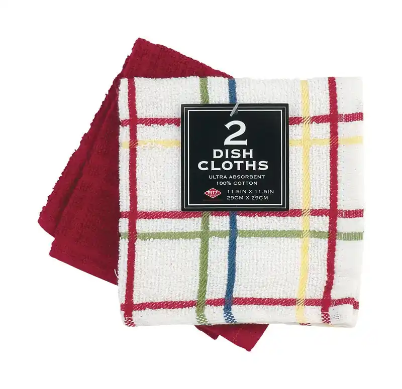 Paprika Cotton Check/solid Dish Cloth 2 Pk