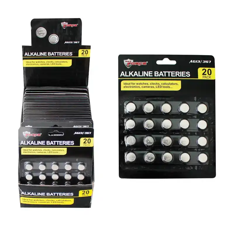 Max Force Alkaline Ag13/357 1.5 V Button Cell Battery 20 Pk