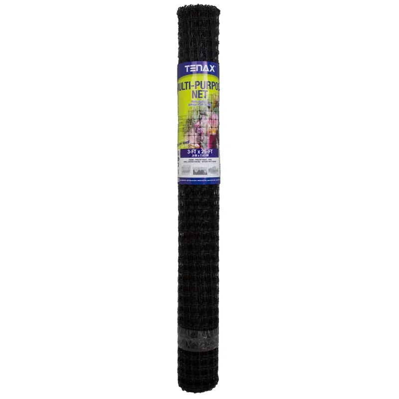 3 Ft. H X 25 Ft. L Black Polypropylene Multi-purpose Netting With 3/4 In. X 1 In. Mesh