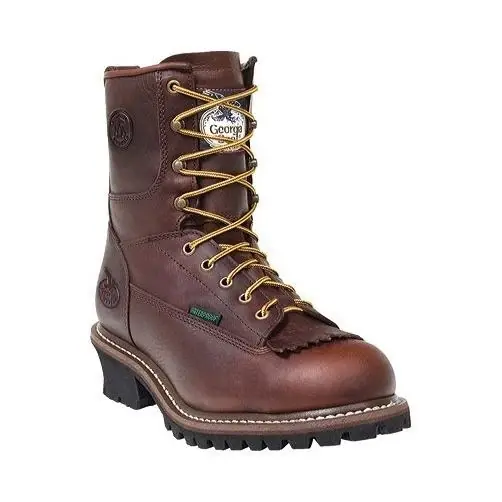 Men‘s 8" Waterproof Logger Work Boots, Size 11.5 Medium, Bark