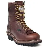 Men‘s 8" Waterproof Logger Work Boots, Size 10 Wide, Brown