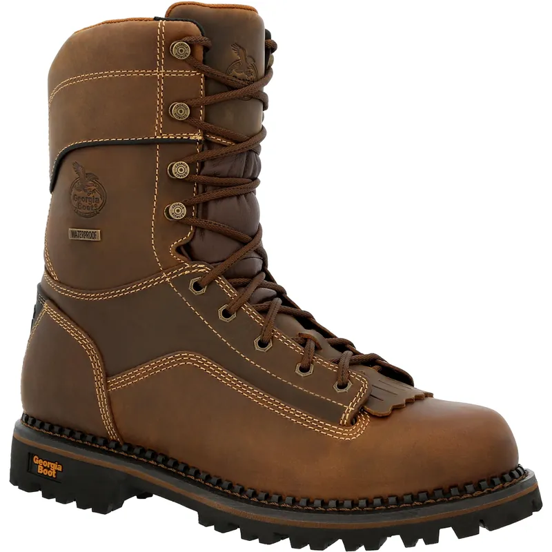 Amp Lt Low Heel Logger Waterproof Work Boot, Brown, Size 11 Medium
