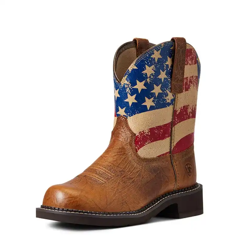 Women‘s Fatbaby Heritage Patriot Western Boot, Crackled Turmeric, Size 11 Medium