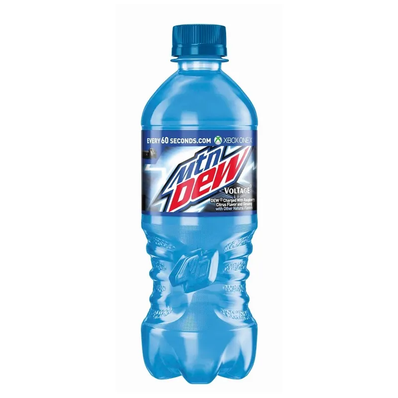 Dew Voltage Raspberry Citrus Flavor And Ginseng Soda 20 Fl Oz Bottle