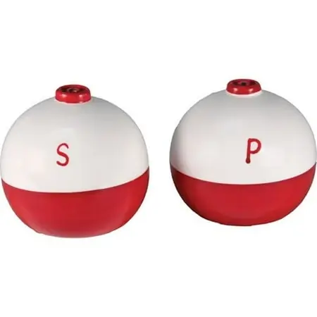 519 Ceramic Fishing Bobber Shaped Salt And Pepper Shakers