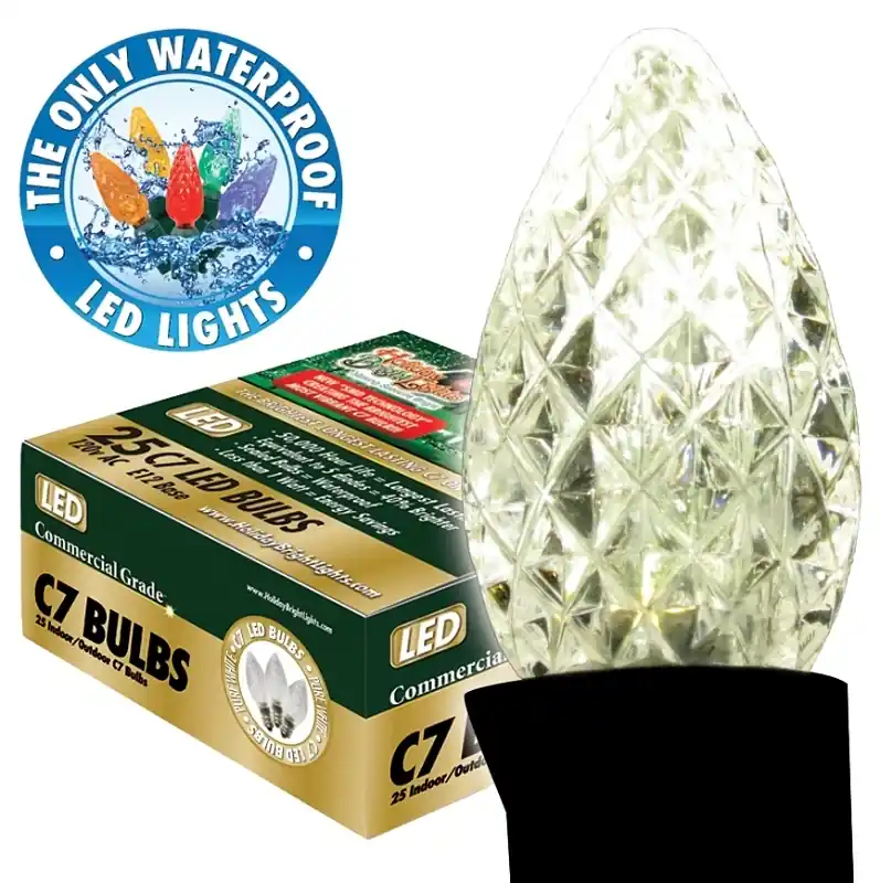 Led C7 Pure White 25 Ct Replacement Christmas Light Bulbs