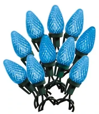 Noma Inliten 47658-88 Hw Faceted Blue Transparent C9 Led Light Set 25 Count