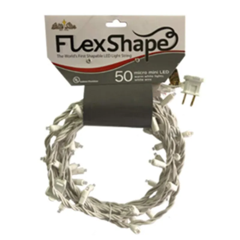 Flex-shape Led Christmas 50-light Set, Mini, Pure White/white Wire