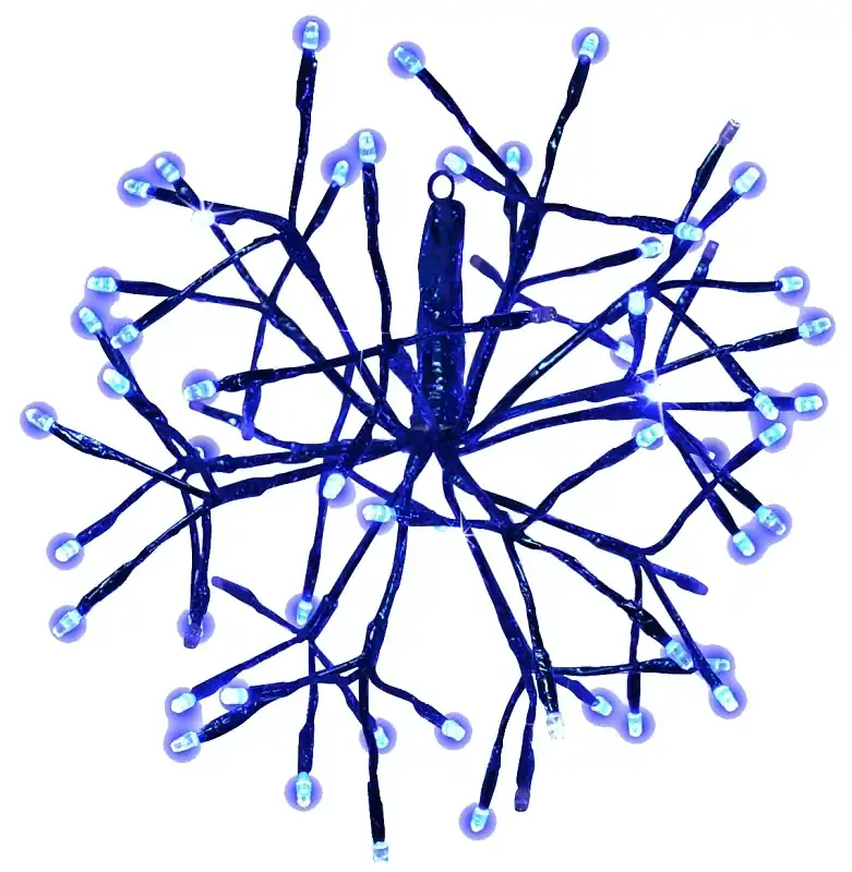 Led Shimmering Sphere, Wire Branches, Blue, 12-in.