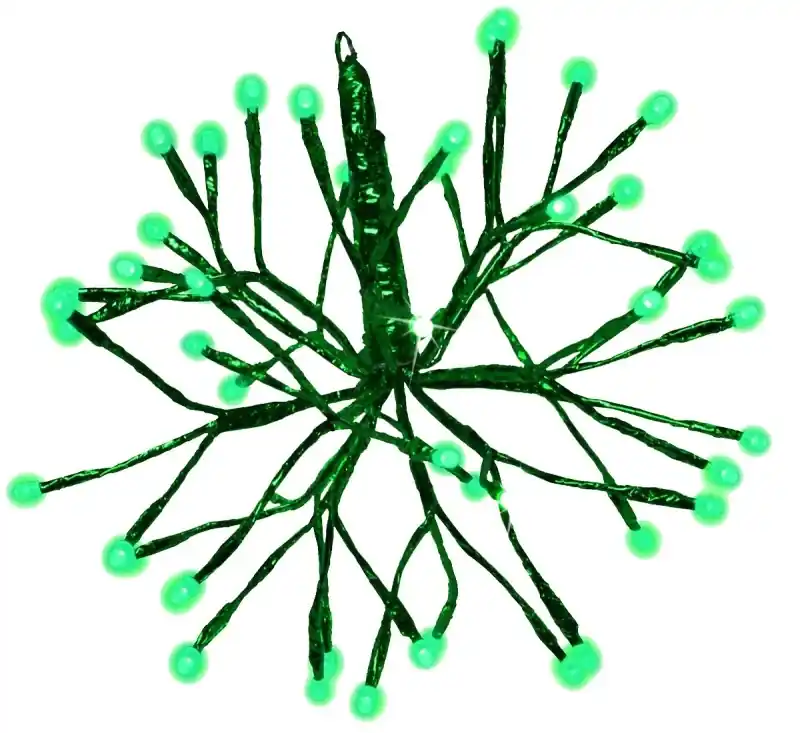 Led Shimmering Sphere, Wire Branches, Green, 12-in.