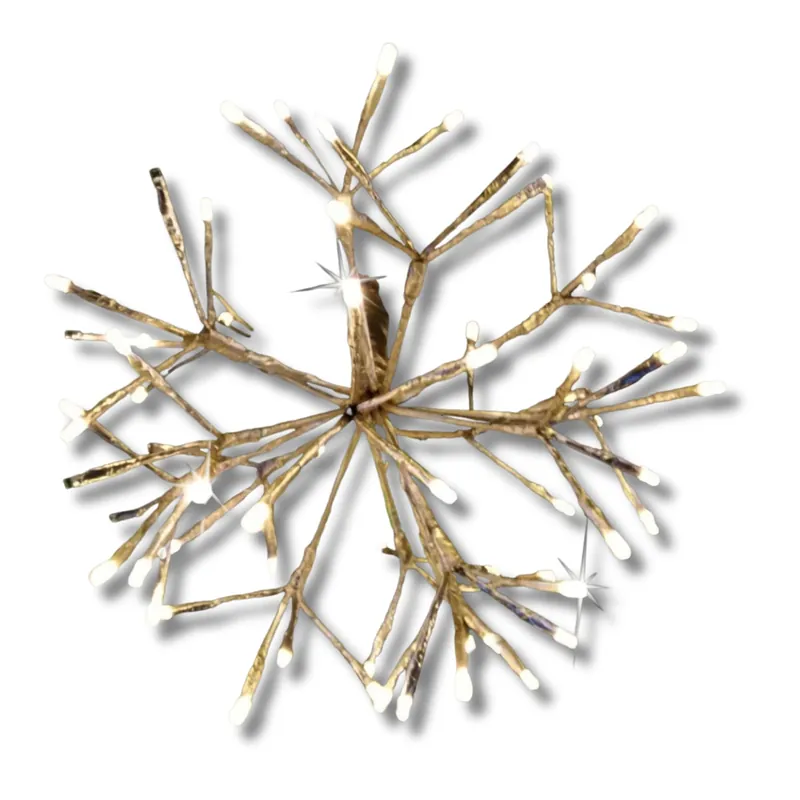 Led Shimmering Sphere, Wire Branches, Gold & Warm White, 12-in.
